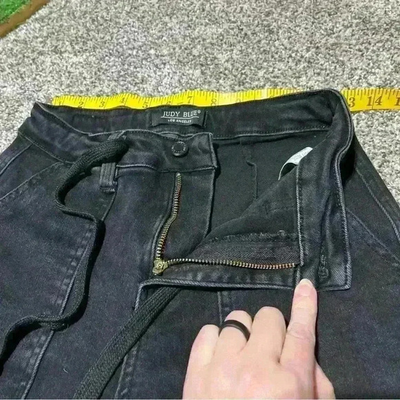 Judy Blue Jeans Women's 3/26 Jogger Black Stretch Denim Drawstring High Rise*** - Picture 8 of 12